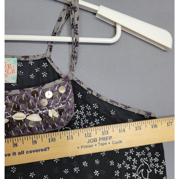Free People Halter Boho Top Womens S Black Lucy Loves Charlie Black Embellished - Picture 8 of 13